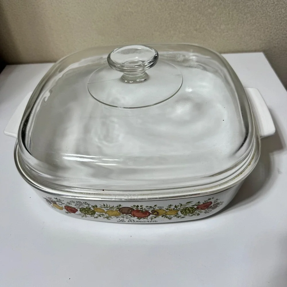 Corning Ware Le Romarin Spice O Life 10x10x2 Casserole Dish A-10-B Vintage Lid